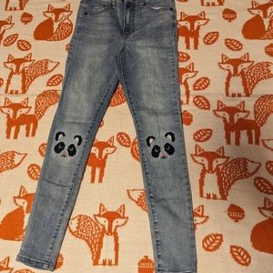 Cat & Jack Girls Ultimate Stretch Jeggings with panda on knees (Size 12)
